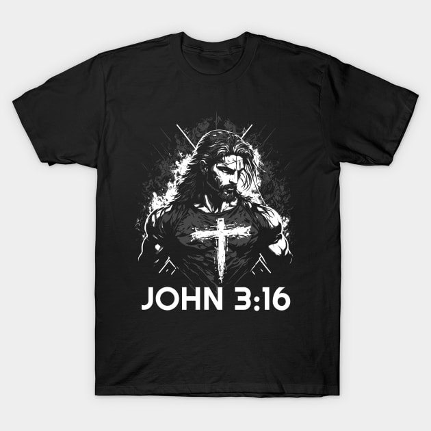 John 3:16,Jesus Saves, Jesus Hero T-Shirt by ChristianLifeApparel